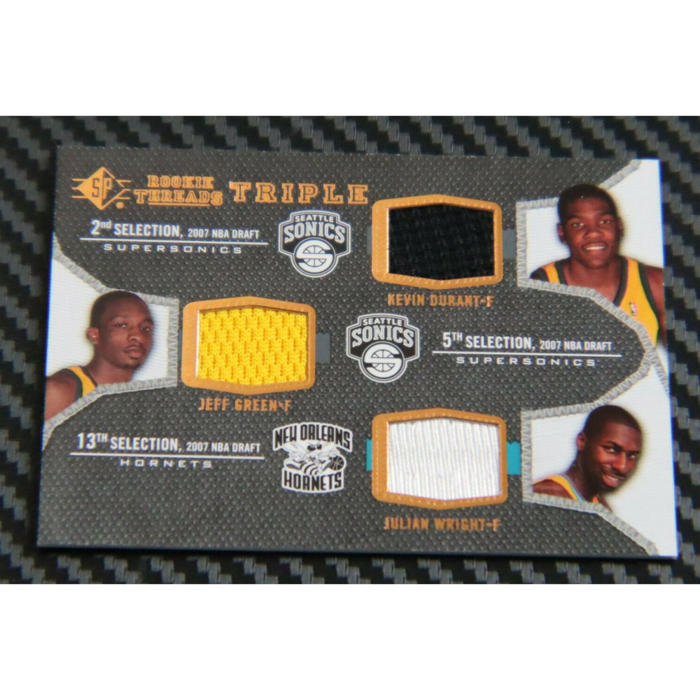 2007-08 SP ROOKIE THREADS - KEVIN DURANT / WRIGHT / GREEN - TRIPLE ROOKIE JSY